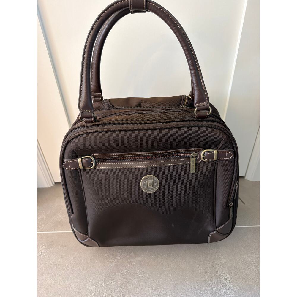 Chaps Ralph Lauren Brown Rolling Business Briefcase Carry-on Overnight Luggage